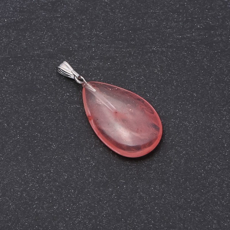 Pendentif Goutte en tourmaline melon d'eau naturelle 16 × 25 × 35 mm