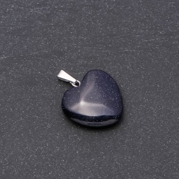 Pendentif Cœur en aventurine Bleu Sable Nuit du Caire (synthétique) 19 × 19 × 26 mm