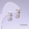 Boucles d’oreilles Xuping avec zircons blancs, longueur 17 mm, épaisseur 8 mm, revêtement rhodié
