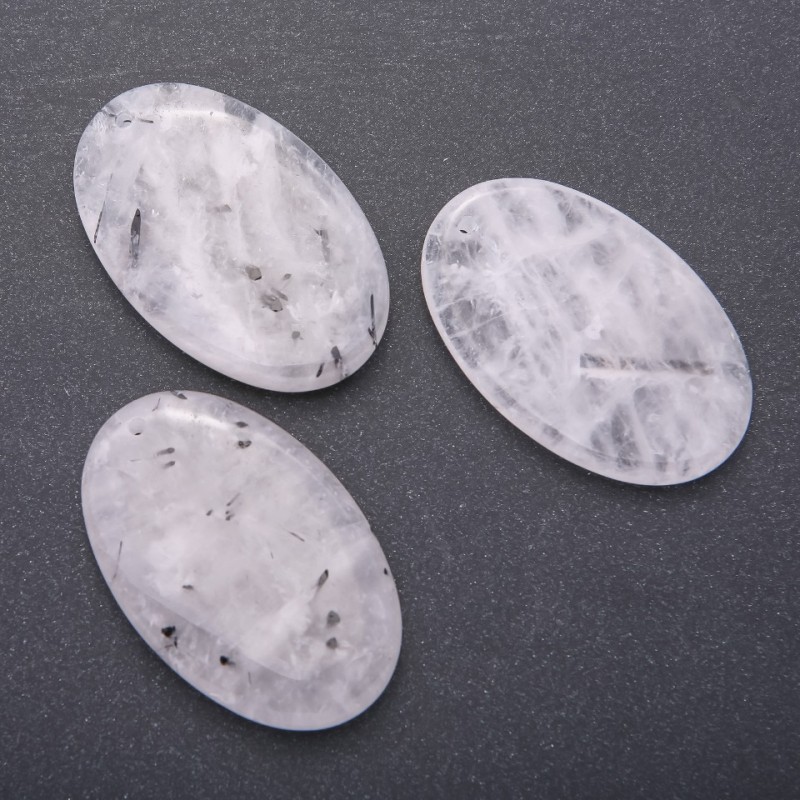 Pendentif en quartz naturel rutile à aiguilles – ovale 55×35 mm (±)
