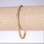 Bracelet à deux rangs en strass caméléon doré, largeur 5 mm, longueur 19 cm