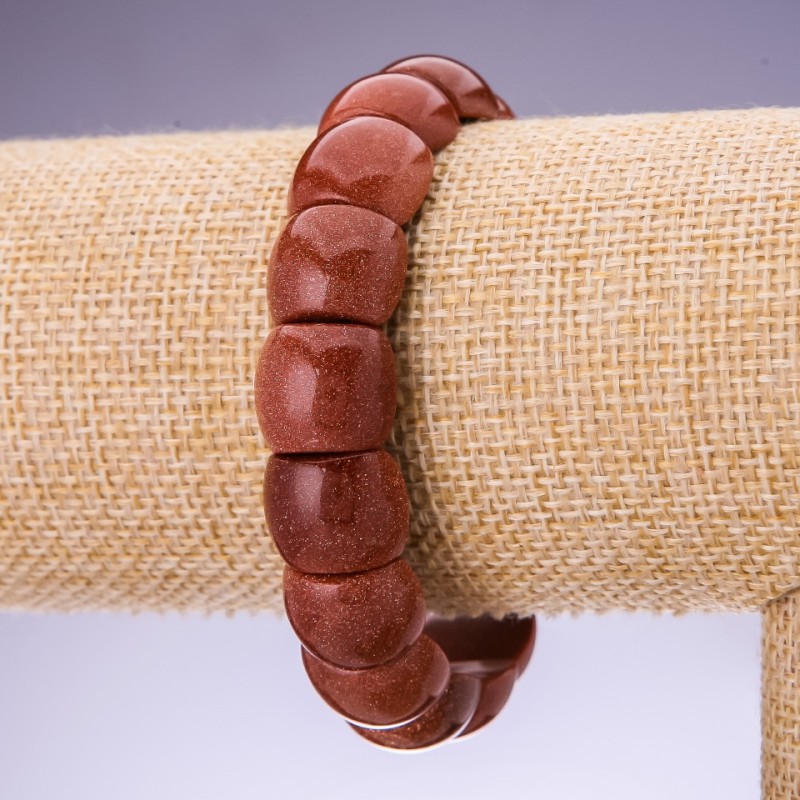 Bracelet en aventurine «Sable doré» maillon 15×12 mm sur élastique, tour de poignet 20 cm