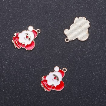 Fourniture de pendentif Père Noël, diamètre 17 mm, longueur 3 mm, diamètre 1,8 mm, conditionnement 6 pièces (±)