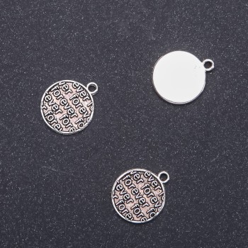 Fourniture de pendentif «Pour toujours» (Forever), diamètre 14 mm, longueur 18 mm, diamètre 1,8 mm, conditionnement 20 g, 18 pièces (+ -)