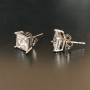 Boucles d'oreilles puce Xuping rhodium plaqué avec pierres blanches, monture carrée 8 mm +