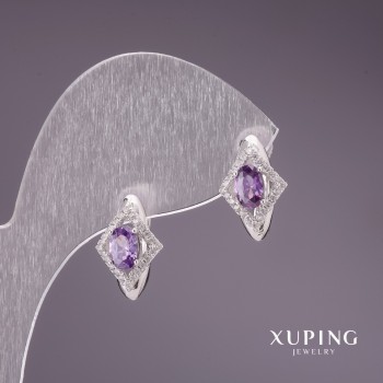 Boucles d'oreilles Xuping à pierres violettes 15×10 mm rhodié