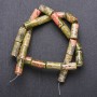 Perles d'unakite cylindriques sur fil, diamètre 8x17 mm, longueur 40 cm