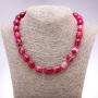 Collier en agate rouge framboise, ovale, diamètre 16x11 mm, longueur 45 cm