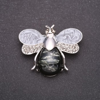 Broche Abeille «Ambre» grise 46 × 38 mm, métal gris