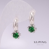 Boucles d'oreilles Xuping rhodié avec pierres vertes 21×10 mm