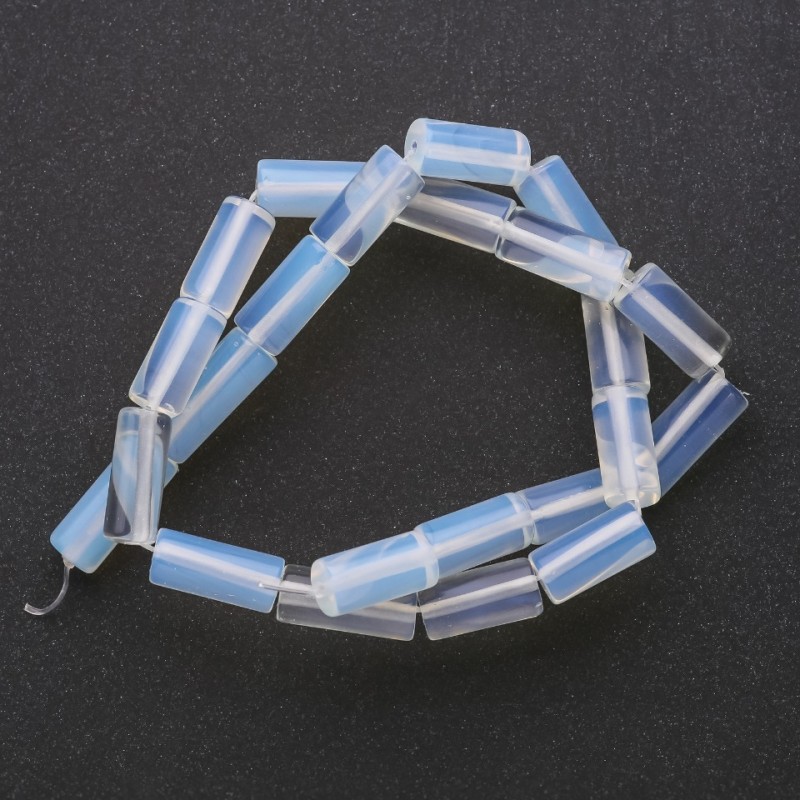Perles sur fil en pierre de lune synthétique, cylindriques, diamètre 8×16 mm, longueur 38 cm +
