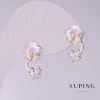 Boucles d'oreilles Xuping Papillons avec pierres multicolores 15x9 mm rhodié