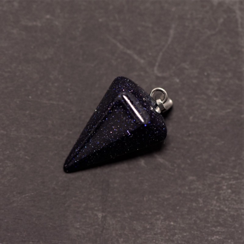 Pendentif pendule en pierre d'aventurine « sable bleu » Nuit du Caire 14 x 22 x 30 mm ±
