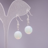 Boucles d'oreilles pierre de lune boule facettée, diamètre 10 mm, fermeture boucle