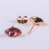 Clous d'oreilles Xuping en forme de graine avec cristaux Swarovski roses, diamètre 6×11 mm, dorure