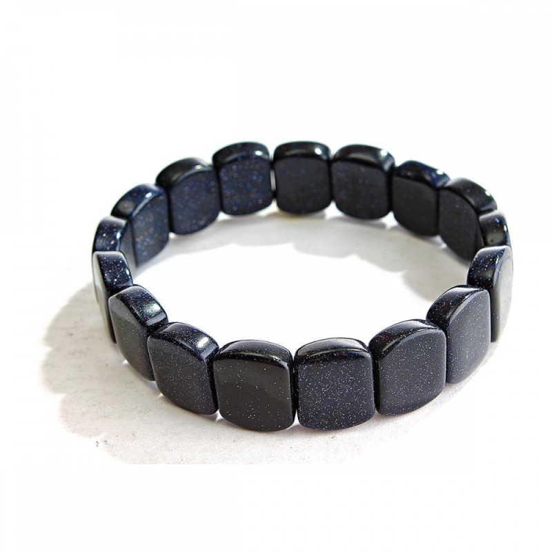 Bracelet élastique en aventurine synthétique – Sable bleu Nuit du Caire 13×18 mm