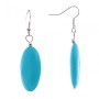 Boucles d'oreilles pendantes à cabochons lisses, forme ovoïde allongée turquoise, 15×28 mm