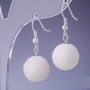 Boucles d'oreilles en corail éponge blanc, diamètre 12 mm, longueur 3 cm