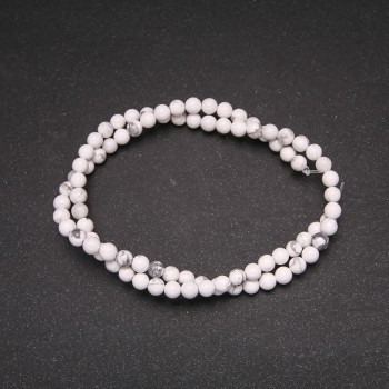 Perles sur fil d'howlite, boules lisses, diamètre 5 mm (±), longueur 38 cm