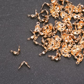 Fermeture grenouille pour perles en métal doré 7×4 mm (±) emballage 10 g (±) 140 pièces