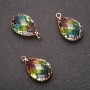 Pendentif «Goutte» couleur arc-en-ciel, monture dorée 13×21 mm