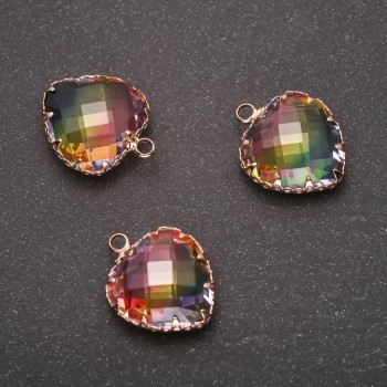 Pendentif «Cœur» couleur arc-en-ciel, cadre doré 16×20 mm
