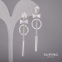 Boucles d'oreilles Xuping avec pierres blanches 14×60 mm rhodié