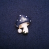 Soldes ! Broche « Champignon » chapeau bleu 22 × 28 mm couleur du métal : or