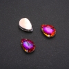 Prix par paquet de 10 pièces. Cristal à coudre en forme de goutte 13×18 mm, couleur framboise-orange, avec patte métallique