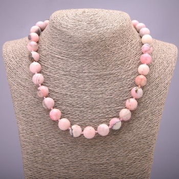 Collier de perles rondes en opale rose naturelle, diamètre 12(±) mm, longueur 45 cm