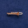 Broche en forme de trompette avec strass jaunes, 15×41 mm, métal doré