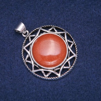 Pendentif avec pierre aventurine Sable doré dans une monture antique 40×46 mm