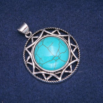 Pendentif en pierre turquoise en monture antique 40×46 mm