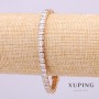 Bracelet Xuping avec pierres blanches, épaisseur 5 mm, longueur 18 cm, plaqué or