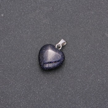 Pendentif Cœur en aventurine Nuit du Caire Sable Bleu 14×14×23(±) mm