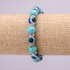 Bracelet-talisman en turquoise avec des yeux bleus sur élastique, diamètre 10(±) mm, longueur 18 cm, avec insertions et strass