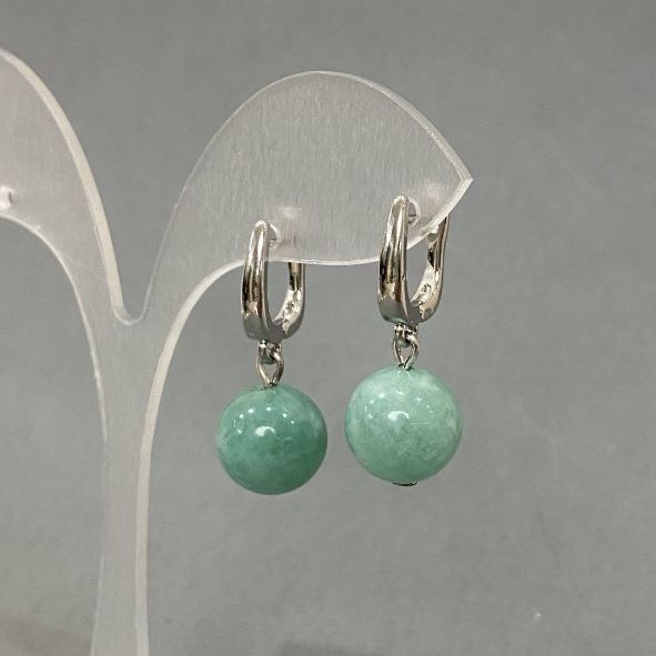 Boucles d'oreilles en jadéite naturelle, diamètre 12 cm, longueur 18 mm +