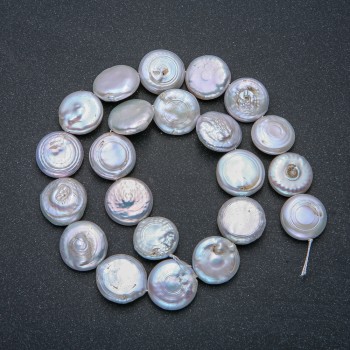 Fil de perles baroques, diamètre 17 mm, longueur 39 cm ±, avec reflet pétrole