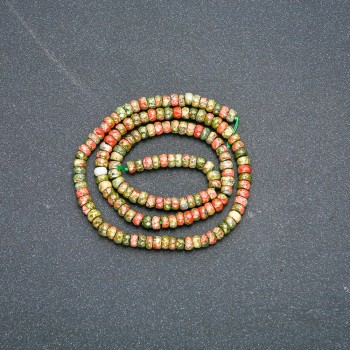 Fil de pierres naturelles héliotrope Unakite rondelle facettée 4×2,5 mm, longueur 39 cm +