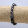 Bracelet élastique en iolite naturel, galets polis, diamètre 8×10 mm, tour de poignet 18 cm +