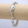 Bracelet-chaîne «Tête de Loup» métal argenté 17×40 mm, épaisseur 8 mm, longueur 20 cm +