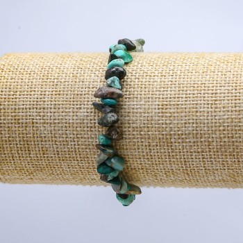 Bracelet en chrysocolle sur élastique, éclats, diamètre 10 mm, longueur 18 cm