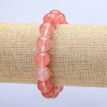 Bracelet élastique en calcédoine artificielle, perles lisses de 12 mm de diamètre, longueur 18 cm+