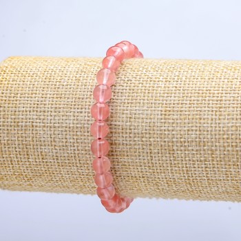 Bracelet élastique en calcédoine artificielle, boules lisses, diamètre 6 mm (±), longueur 18 cm+