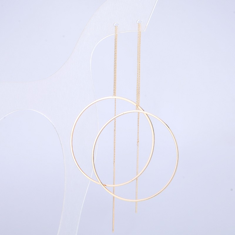 Boucles d'oreilles Xuping dorure 18K, diamètre 45 mm, longueur 19 cm +