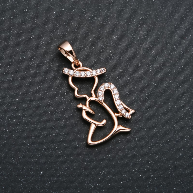 Pendentif Xuping Ange doré 18K avec strass blancs, diamètre 27×14 mm +