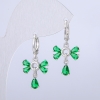 Boucles d'oreilles Xuping rhodié avec cristaux verts, diamètre 14 mm + -, épaisseur 28 mm +