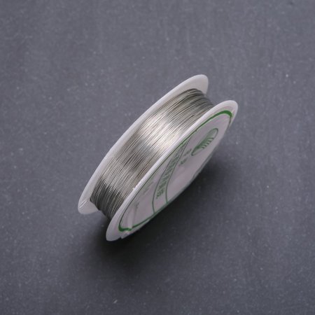 Fil pour bijoux argenté, diamètre 0,2 mm, bobine, longueur 45 m (±)