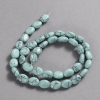 Perles turquoise forme ovale lisse, diamètre 10×8 mm, longueur du fil d'environ 39 cm ±