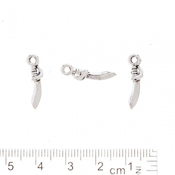 Pendentif Épée couleur argentée 19×4 mm, conditionnement 20 g ± 53 pièces